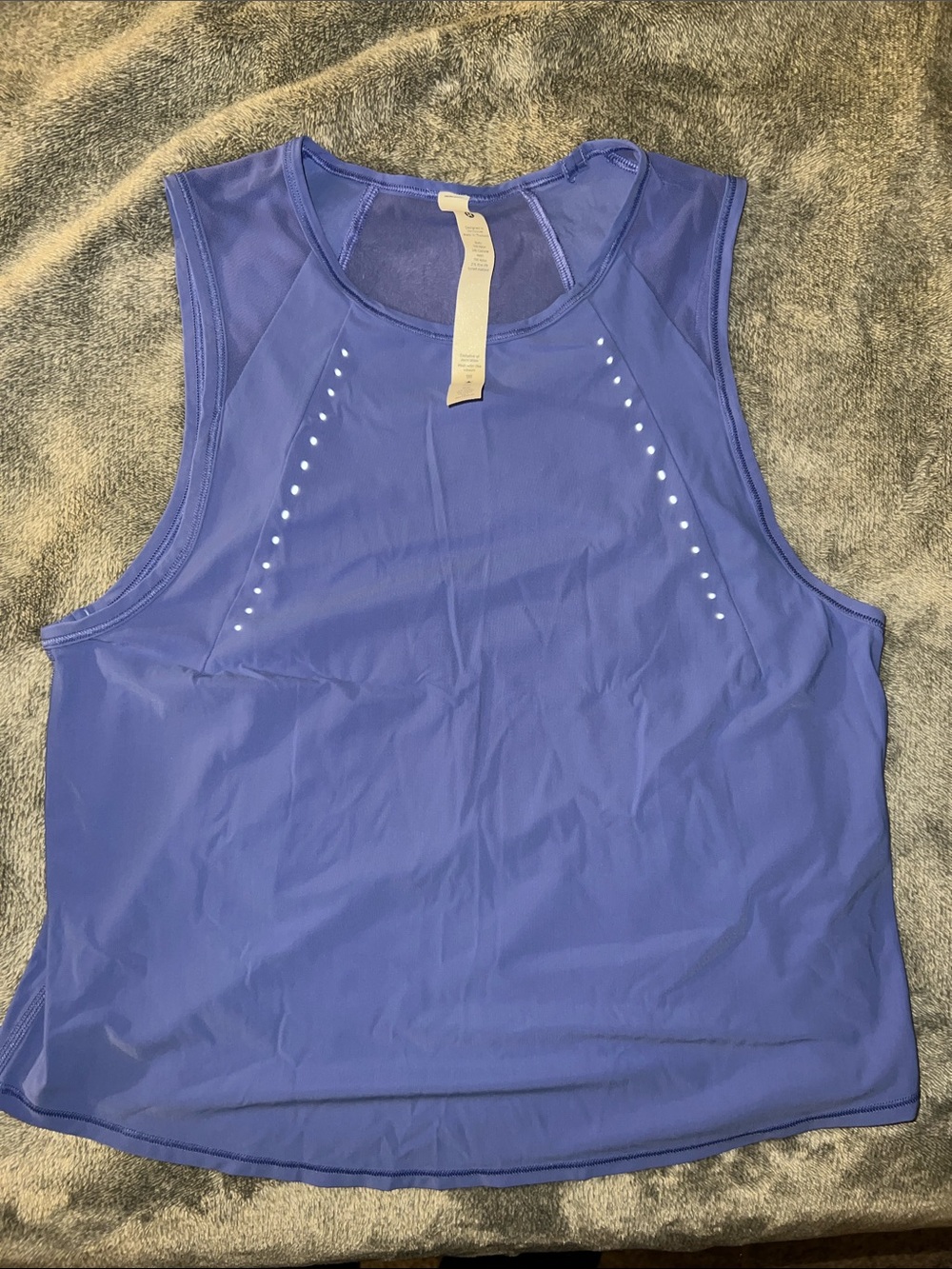 lululemon athletica pleated blue Workout Tank with Vent Dots
